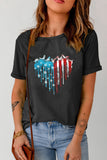 Black Stars and Pigeons Heart Print Short Sleeve T-shirt LC25216595-2