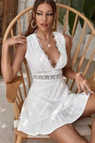 White Sweet sexy high waist lace splicing dress LC6110924-1