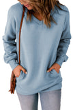 Sky Blue V Neck Drop Shoulder Sweatshirt with Pocket LC25312139-4