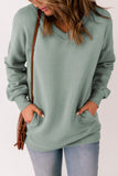Green V Neck Drop Shoulder Sweatshirt with Pocket LC25312139-9