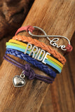 BH01835-22, Multicolor Handwoven PRIDE Heart Bracelet