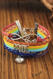 BH01835-22, Multicolor Handwoven PRIDE Heart Bracelet