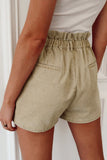 Apricot Ruched Corduroy Paperbag High Waist Shorts for Ladies LC731056-18