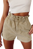 Apricot Ruched Corduroy Paperbag High Waist Shorts for Ladies LC731056-18