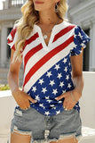 White American flag short-sleeved v-neck T-shirt LC25216838-1