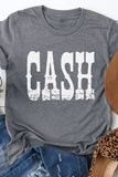 Gray CASH Letter Print Relaxed Short Sleeve T Shirt