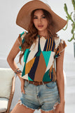 Multicolor Geometric Pattern Print Frilled Flare Sleeve Shirt LC25217020-22