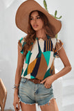 Multicolor Geometric Pattern Print Frilled Flare Sleeve Shirt LC25217020-22