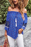 Blue Summer Bohemian leisure holiday style loose shoulder clothes LC25115177-5