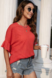 Red Crew Neck Open Back Relaxed T-shirt LC25217133-3