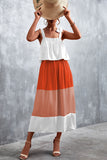 Orange Tie Ruffle Contrast Dress LC6111197-14