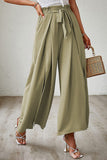 Green Ruched Belted Waist  Relaxed Women Bottoms