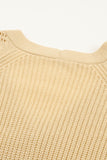 Khaki Women's Bishop Sleeve Button V Neck Sweater Cardigan LC271628-16