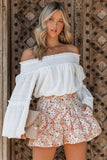 White Aztec Floral High Rise Pocketed Shorts LC731060-1