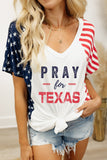 PRAY FOR TEXAS T-shirt con scollo a V bandiera americana