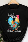 Black Mother Cluckers Rooster Print Graphic Tee LC25217622-2