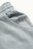 Gray Drawstring Frayed Edge Pocketed Shorts LC731076-11