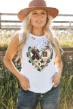White Western Heart Shape Print Ripped Graphic Tank Top LC2567219-1