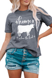 Gray Home Is Where The Herd Is Crew Neck Graphic Tee