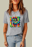 Gray LAKE LIFE Tie Dye Graphic Print Short Sleeve T Shirt LC25217792-11