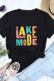 Black LAKE MODE Letter Print Short Sleeve T Shirt LC25217822-2