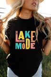 Black LAKE MODE Letter Print Short Sleeve T Shirt LC25217822-2