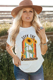 White SEEK THE SUNSHINE Sunflower Print Short Sleeve T Shirt LC25217824-1