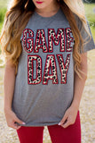 Gray GAME DAY Leopard Print Short Sleeve T Shirt LC25217826-11