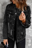 LC8511410-2-S, LC8511410-2-M, LC8511410-2-L, LC8511410-2-XL, LC8511410-2-2XL, Black Classic Washed Worn Out Denim Jacket