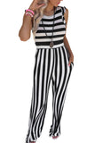 Black Striped Casual Ruffle Jumpsuit LC6411366-2