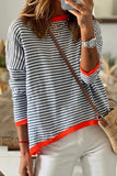 Stripe Contrast Trimmed Striped Drop Shoulder Sweater LC2722270-19
