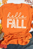 Orange Hello Fall Letter Print Short Sleeve T-shirt LC25217972-14