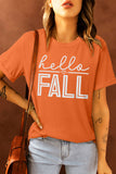 Hello Fall Letter Print Short Sleeve T-shirt
