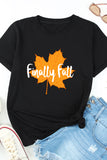 Black Finally Fall Mapel Leaf Graphic T Shirt LC25218022-2