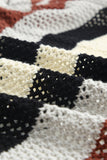LC271655-2-S, LC271655-2-M, LC271655-2-L, LC271655-2-XL, LC271655-2-2XL, Black Striped Color Block Hollowed Knit Cardigan