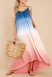 Pink Tie dyed digital print women's summer sexy suspender dress U-shaped backless dress LC6111899-10