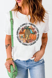 White Pretty Things of Fall Graphic Print Short Sleeve Tee LC25218144-1