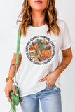 White Pretty Things of Fall Graphic Print Short Sleeve Tee LC25218144-1