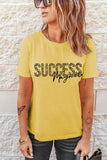 Yellow Success Magnet Leopard Graphic T Shirt LC25218139-7