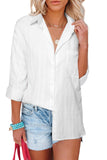 Women's Textured Buttoned Pocket Long Sleeve Shirt