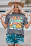 Gray She Believed She Could Life Belief Graphic Tee LC25218155-11