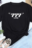 Black 777 Luck Angel Number Graphic T Shirt LC25218170-2