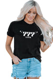 Black 777 Luck Angel Number Graphic T Shirt LC25218170-2