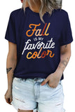 Blue Fall is My Favorite Color Print T Shirt LC25218171-5