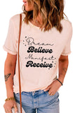Pink Dream Believe Manifest Receive Casual Graphic Tee LC25218180-10