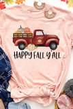HAPPY FALL YALL T-shirt grafica con camion di zucca