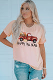 Pink Happy Fall Pumpkin Truck Graphic Tee LC25218186-10