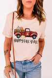 Pink Happy Fall Pumpkin Truck Graphic Tee LC25218186-10