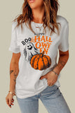 White Halloween Boo Pumpkin Casual Graphic Tee LC25218219-1