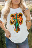 T-shirt grafica Western Fashion Sunflower Corss